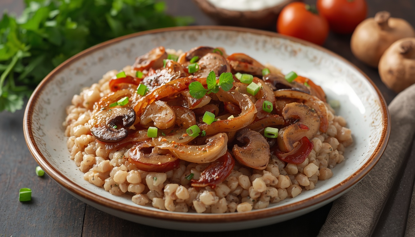 Гречка с грибами и луком